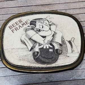 BEER FRAME Bowling Belt Buckle L👀K 60s 70s 80s Vintage
